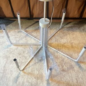 White 6-Arm Metal Chandelier Frame - Minimalist Ceiling Fixture
